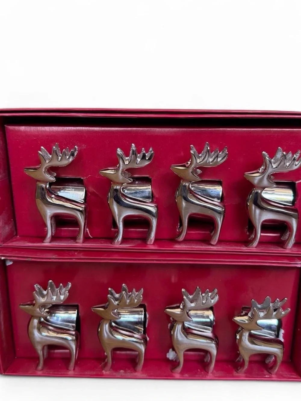 Pier 1 Silver Reindeer Napkin Rings - Set of 8